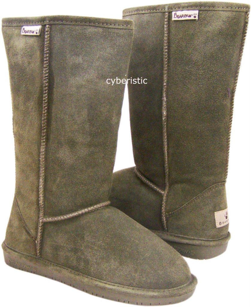 Womens Bearpaw Emma Loden Green Smoke Tall Boots Shoes