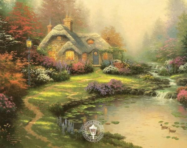 Thomas Kinkade Everetts Cottage AP Signed COA 1998