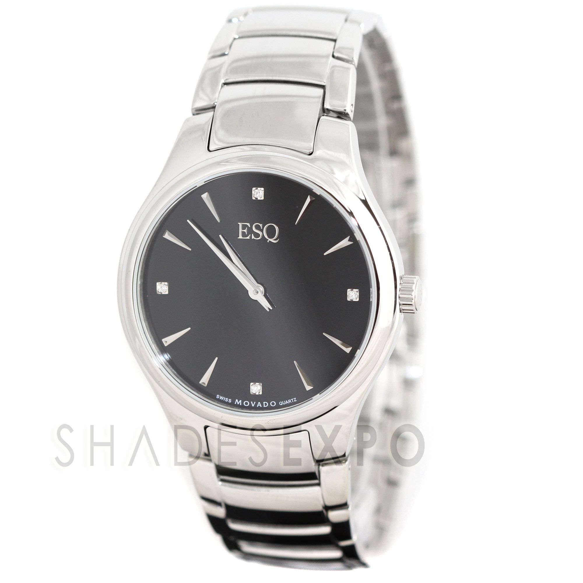 New Esq by Movado Watches 7301384 Silver Elan Black