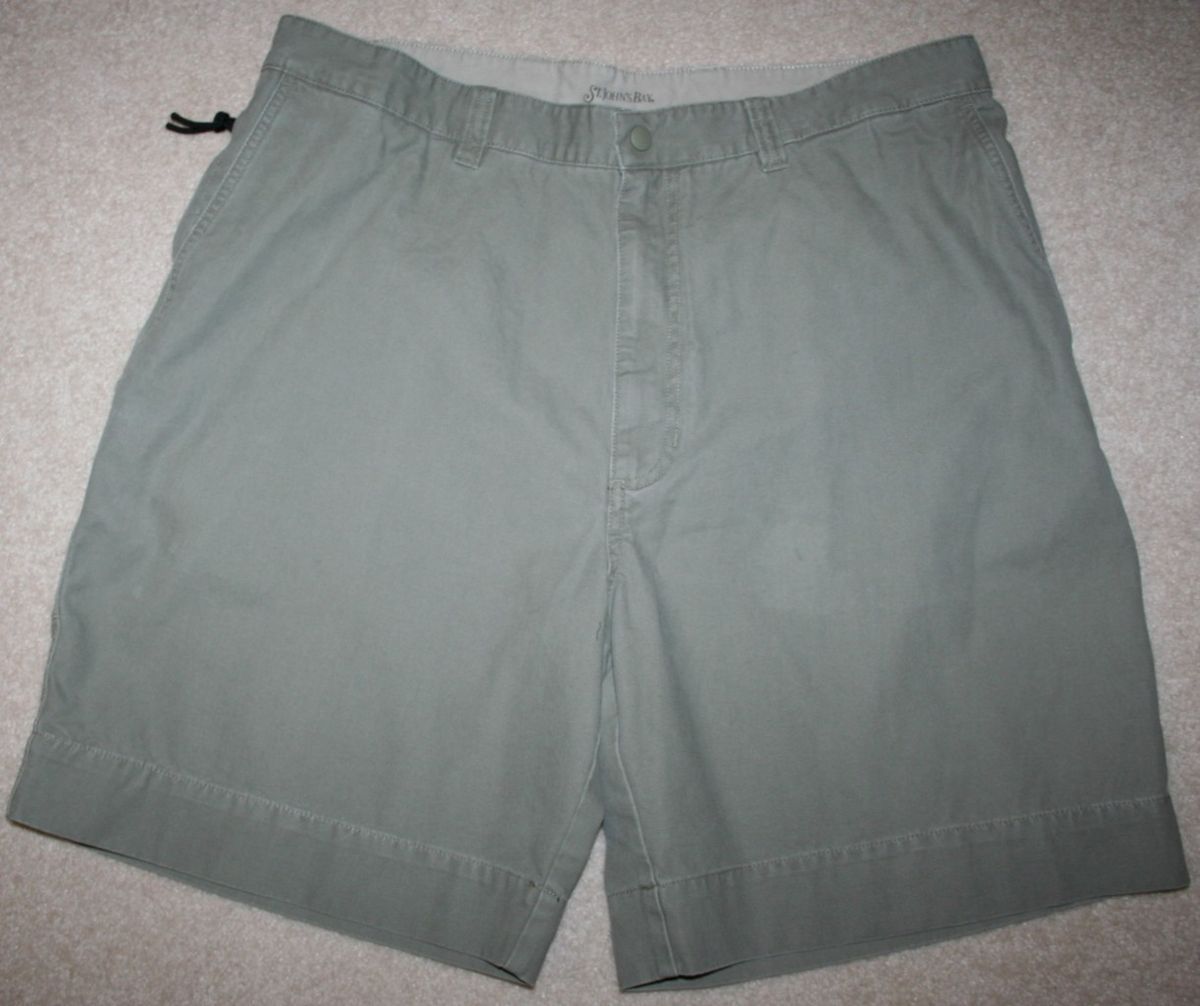   JOHNS BAY Mens Green Khaki Golf Chinos Shorts Size 38 x 8 Flat Front