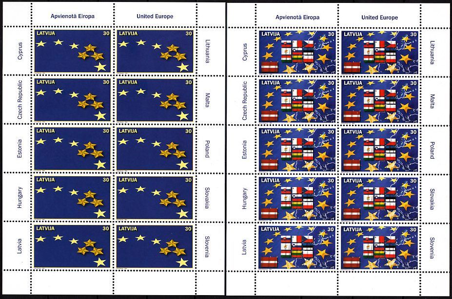 Latvia 2004 European Union Membership Mini Sheets MNH