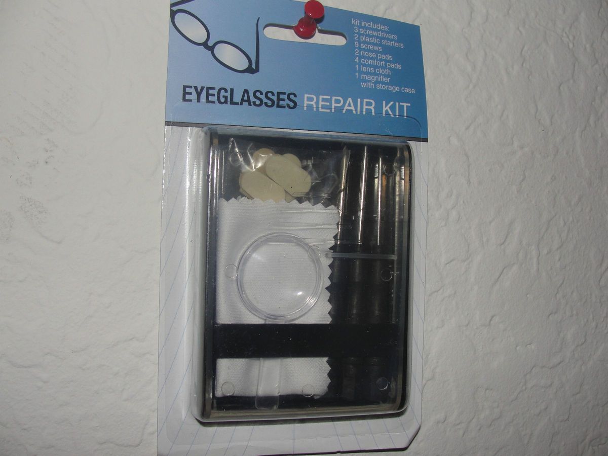 EYEGLASSES REPAIR KIT SCREWDRIVERS NOSE PADS LENS CLOTH AND MORE