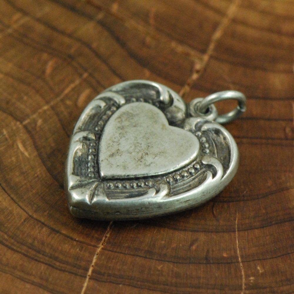  Sterling Silver Engravable Puffy Heart Charm Pendant ZD276