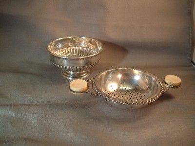  Strainer and Bowl London 1948 Ernest J Lowe Off White Handles