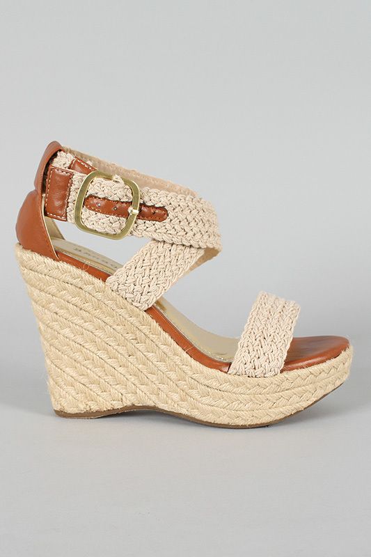 BEIGE Womens Woven Espadrille Platform Wedge Heels Size 6 to 10