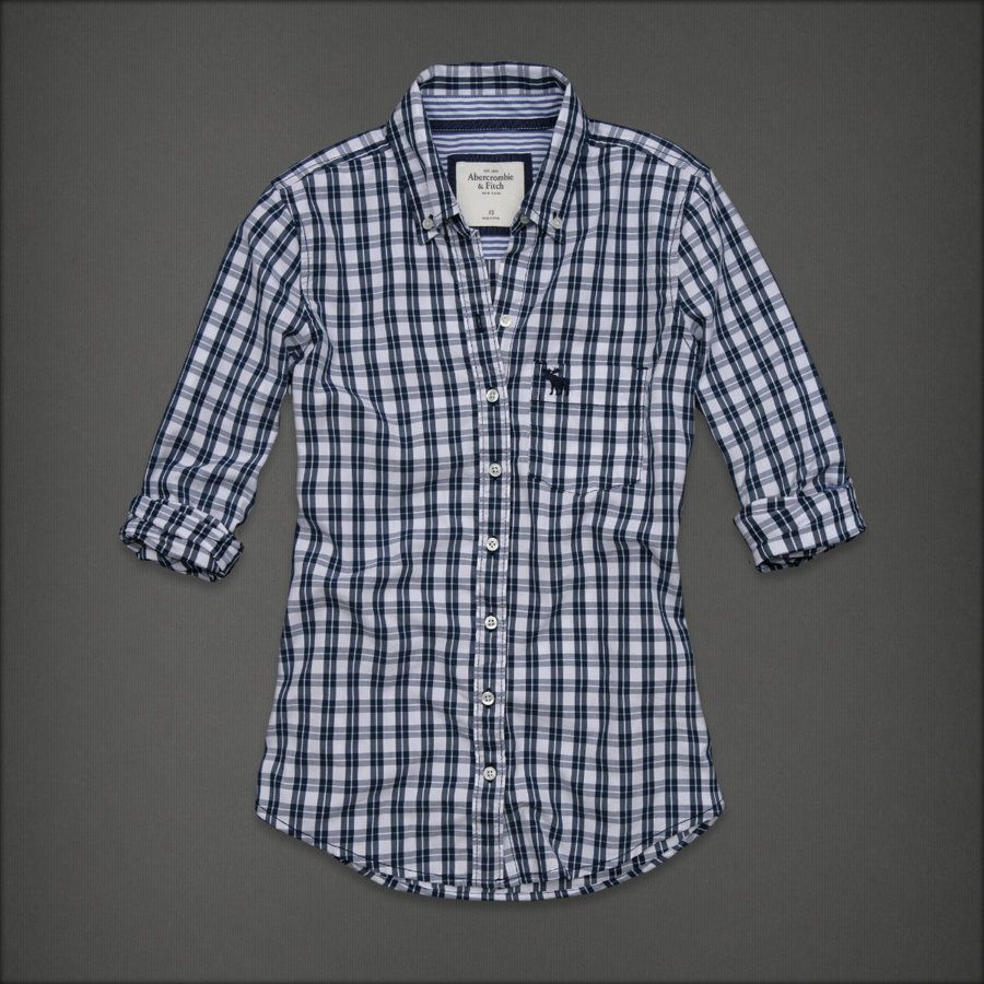 68$ Abercrombie Fitch Fallon Check Button Down Shirt Top Blue M