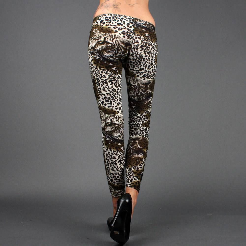 Green Leopard Animal Print Stretch Tights Leggings 1 Size