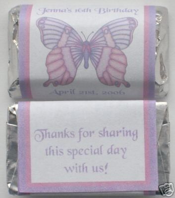 Butterfly Pink Purple Birthday Party Favors Wrappers