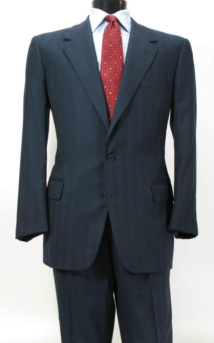 Handsome OXXFORD CLOTHES Navy Tonal Suit Super 100s Wool 42 43 R