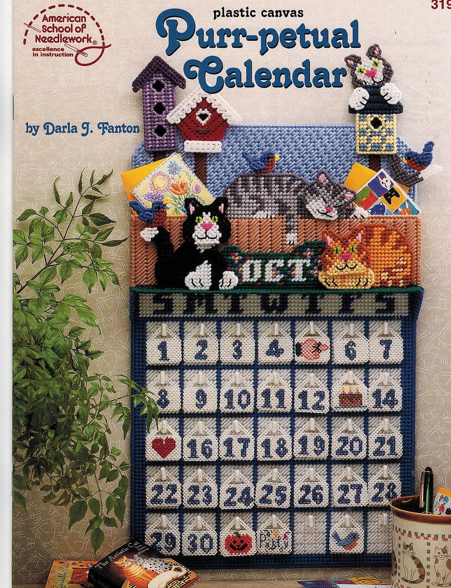Plastic Canvas Purr petual Calendar   Cats   Darla J. Fenton