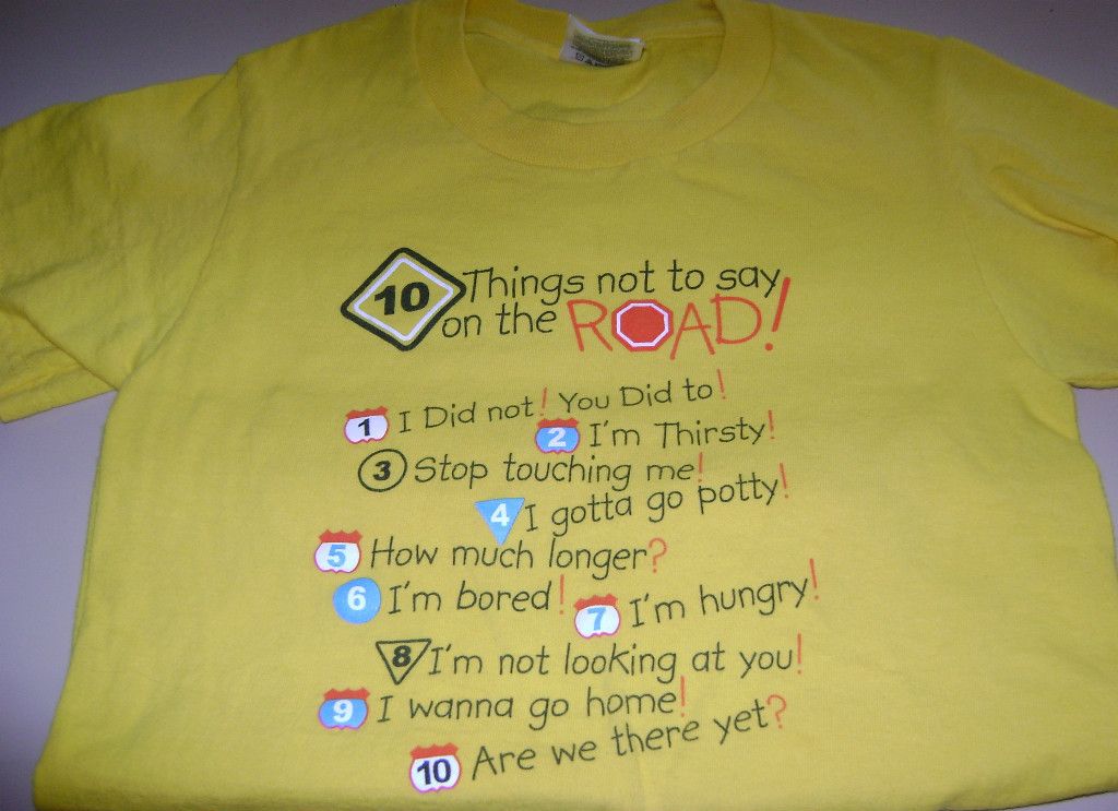 Cute Unisex Road Trip Sayings T Shirt Size Small 6 8 Yellow