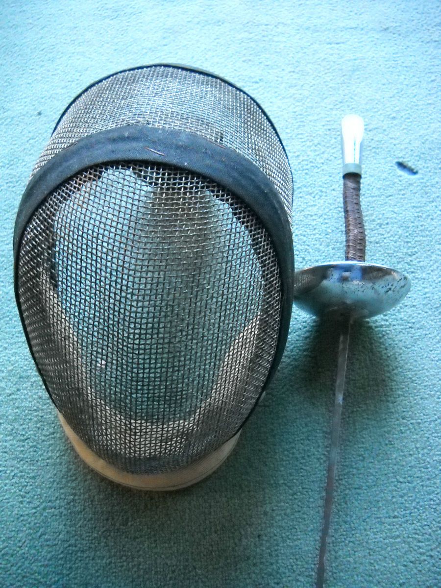 Vintage Costello Fencing Steel Mesh Mask and Sword WOW
