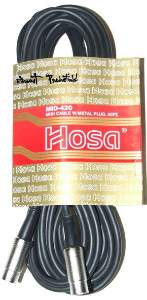 New Hosa Mid 520 Pro MIDI Cable Metal Headshell 20ft