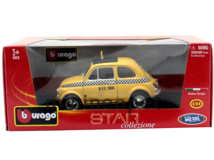 description model fiat 500 nyc taxi 1 24 opening hood doors length 6