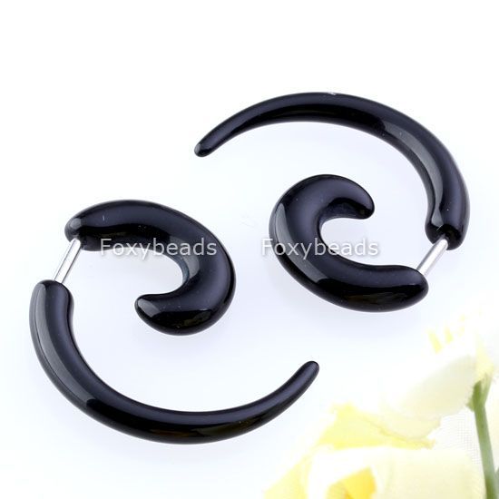 Black Fake Cheater Ear Expander Stretcher Taper Plugs Buffalo Horn