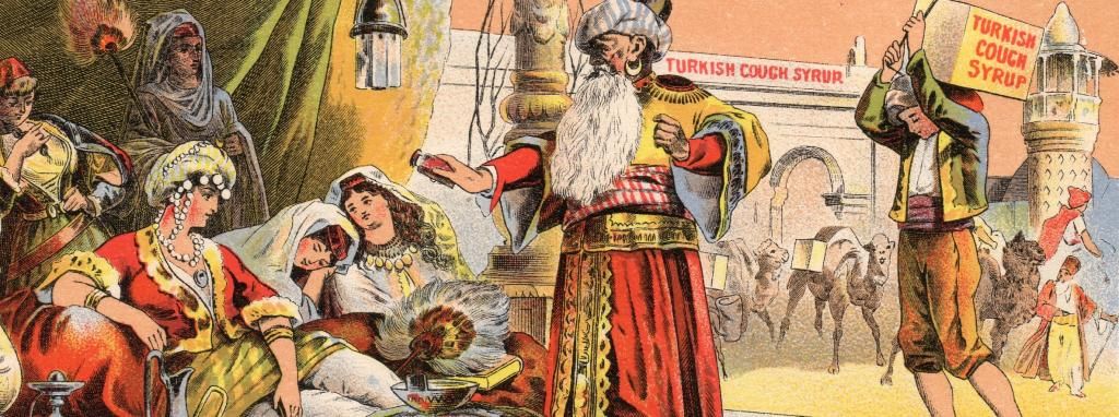 1880s Great Turkish Cough Syrup Harem Arab Hookah Pipe Medicine Cure