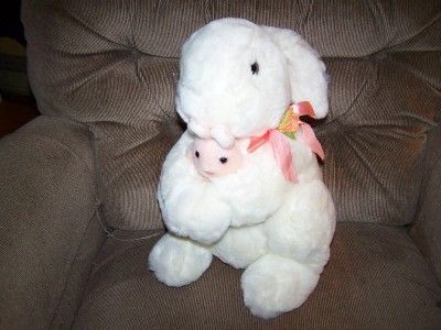 Commonwealth 14 Soft Plush White Bunny w Pink Baby 90