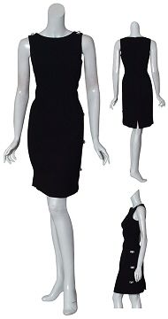 Teri Jon Feminine Black Crepe Rhinestone Fitted Cocktail Evening Dress