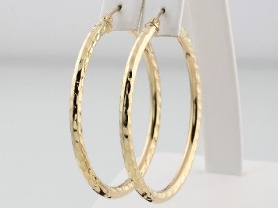 Extra Large 10K Yellow Gold Womens Round Fancy Fashionable Hoop