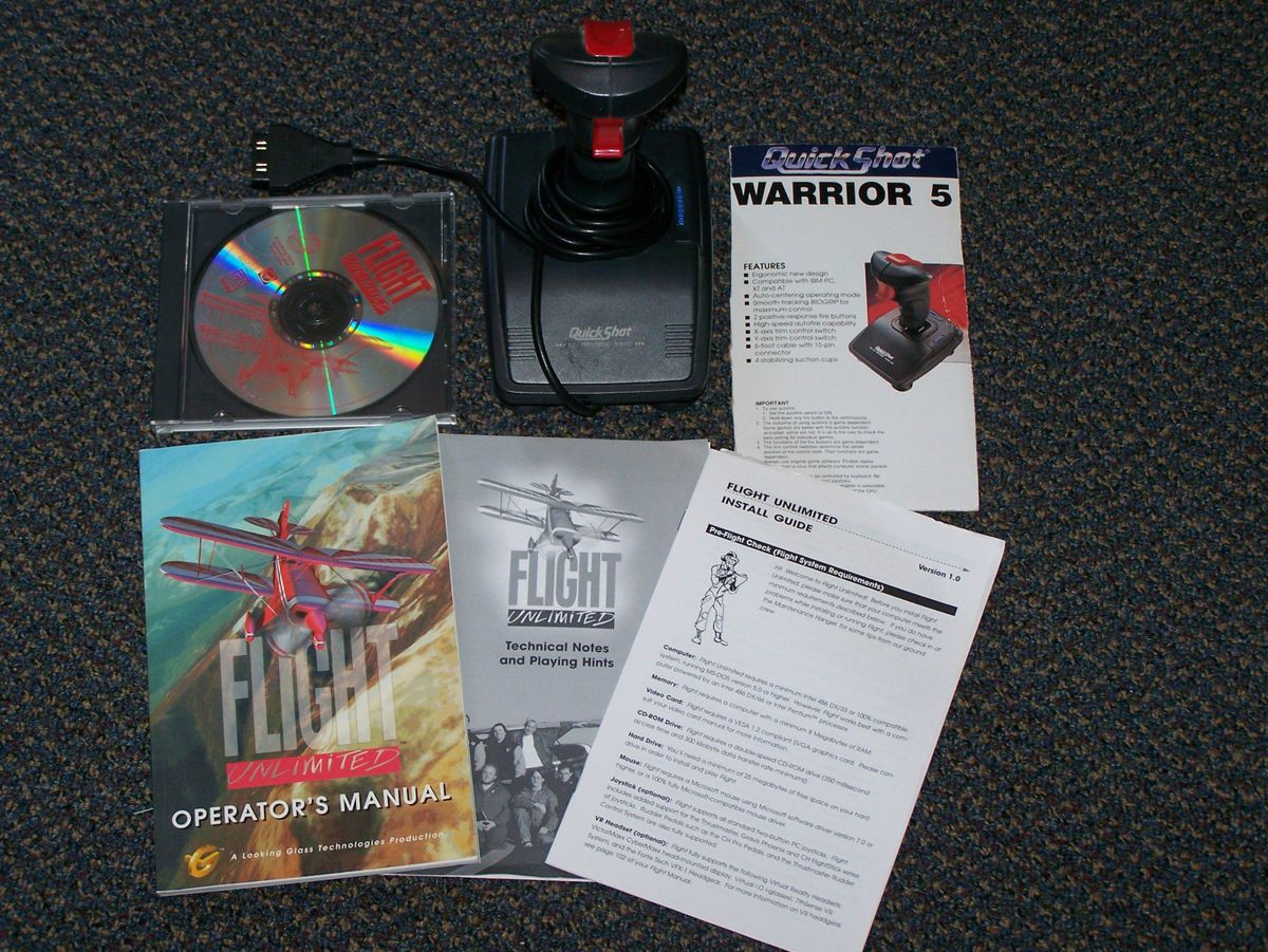 Flight Unlimited Flight Simulator PC Game Quickshot Joystick