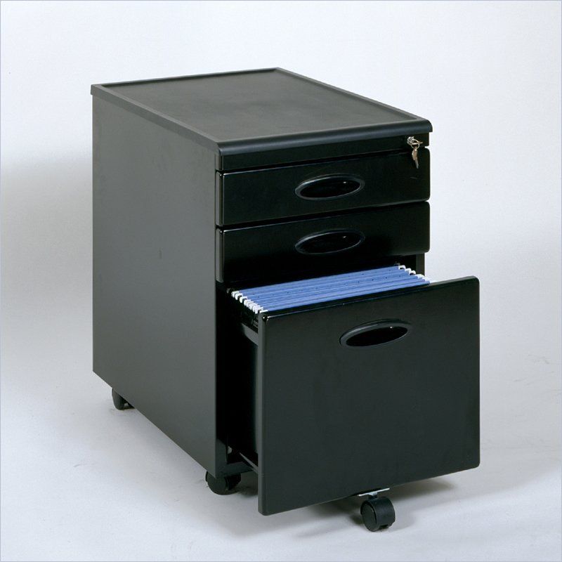 Studio RTA 2 Drawer Mobile Metal File Black Filing Cabinet