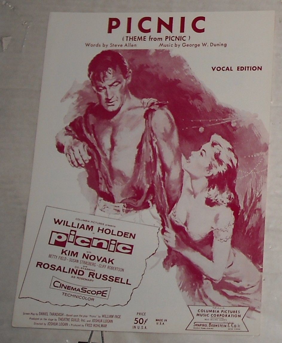 1956 PICNIC Film SOUNDTRACK SHEET MUSIC KIM NOVAK WILLIAM HOLDEN