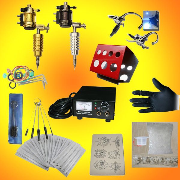  Alloy Rotary Machine GUN power Supply Needles tip Grip ink cups Kit