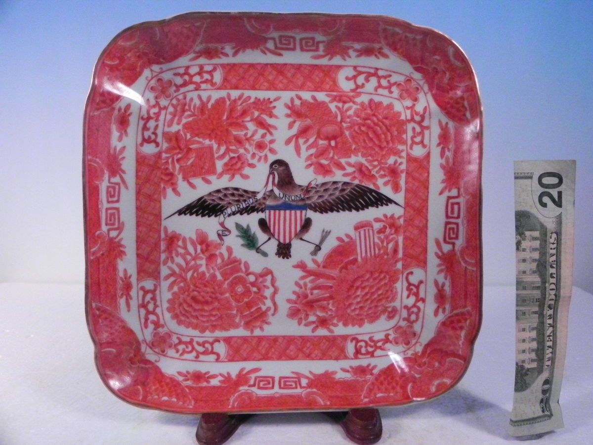 Chinese Export Orange Square Fitzhugh Dish