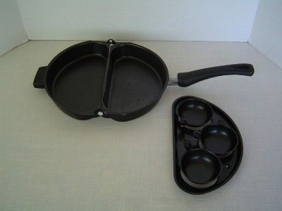  Stick Folding Omelet Skillet Pan~3 Egg Poacher Insert~Omelette Camping