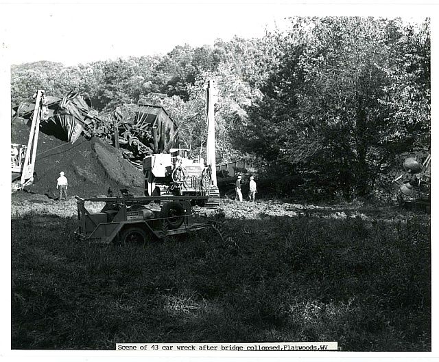 PP581 RP 1970s Train Wreck Bridge Collapse Flatwoods WV