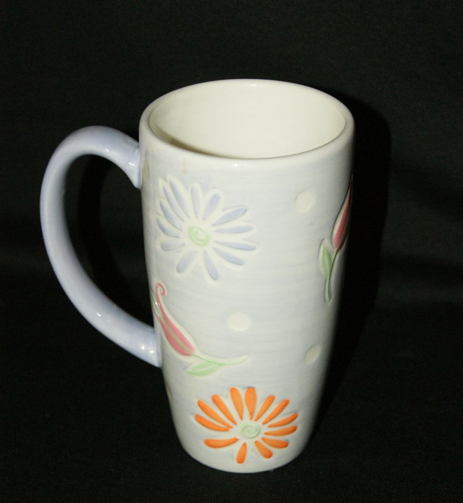 Starbucks Coffee Large Cup Mug 2007 Pink Orange Floral