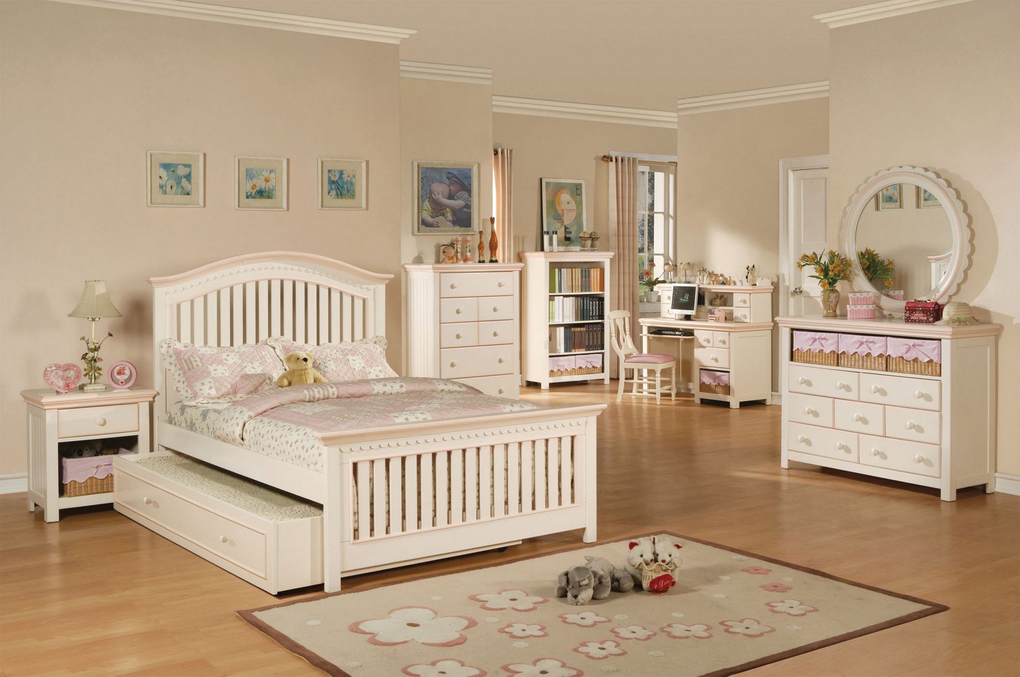 FULL SIZE BEDROOM SET YOUTH FLORESVILLE PINK 5 PIECE COLLECTION