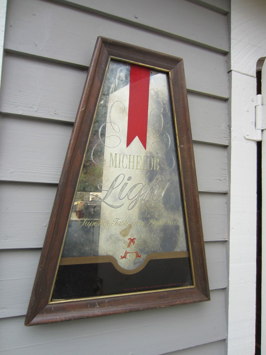 Vintage Michelob Light Triangle Shaped Framed Mirror
