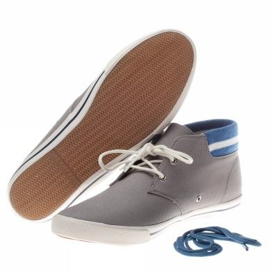 Fred Perry Byron Mid Collar Canvas UK Size Grey Trainers Shoes Mens