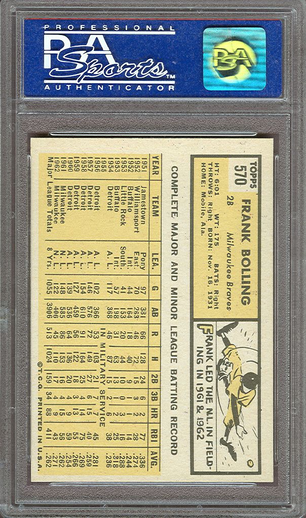 1963 Topps 570 Frank Bolling PSA 8 NM MT