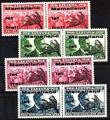   Lithuania Litauen iMI I IV TI TII MEMELAND IS FREI OVERPRINT PAIR