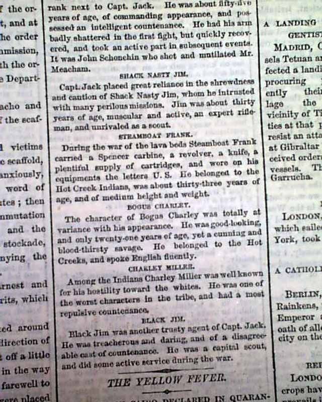 Captain Jack Modoc Indians Lava Beds War Executions Hangings 1873 NYC