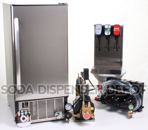 Home Soda Fountain 3 Flavors w Under Counter Ice Maker