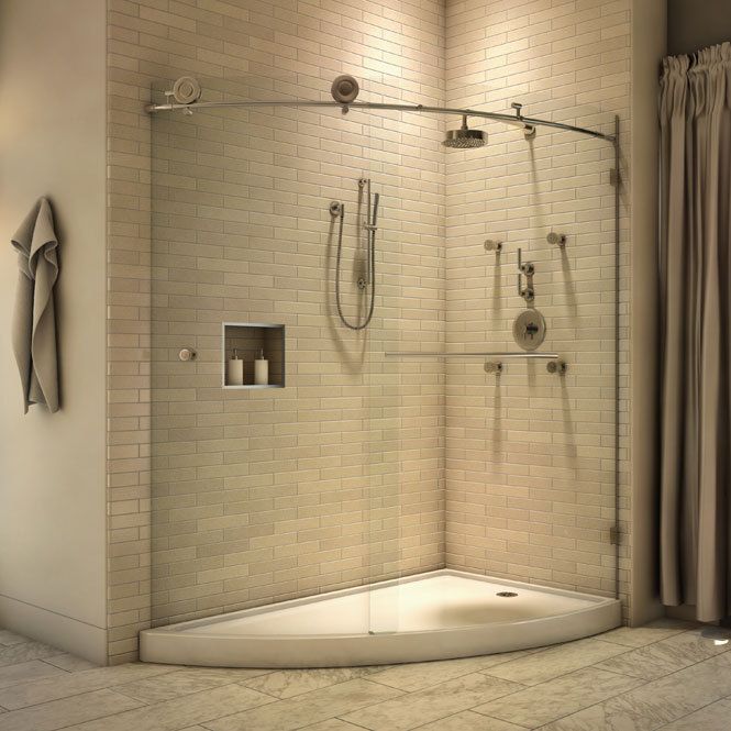  66 x 38 Karma Luna 3 8 Glass Frameless Shower Sliding Door