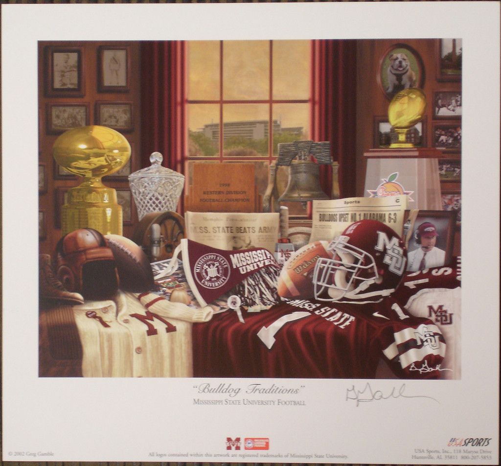  State Football Bulldog Traditions Print Signed by Greg Gamble