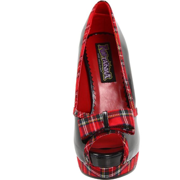 Funtasma 5 25 Black Red Plaid Peep Toe 1 75 Platform Pump Scholar 06