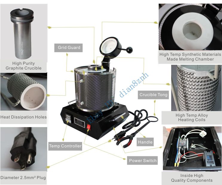 Portable MF 1000 Electric Melting Furnace Gold & Silver 1 KG