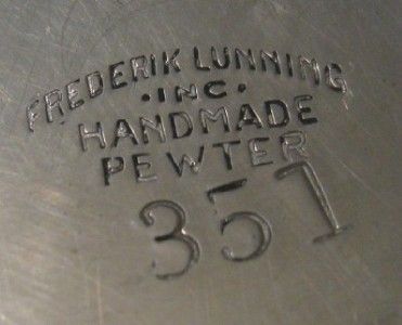Vtg 3 PC Teaset Frederik Lunning Handmade Pewter Gooseneck Teapot
