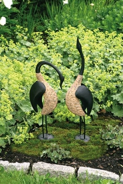Set 2 Geese Decoy Garden Yard Art Bird Sculptures by Ancient Graffiti