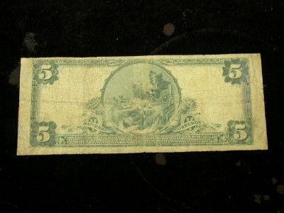 1902  PLAIN BACK  $5 CH.M3285 FORT WAYNE, INDIANA  KELLYS $200  ID#