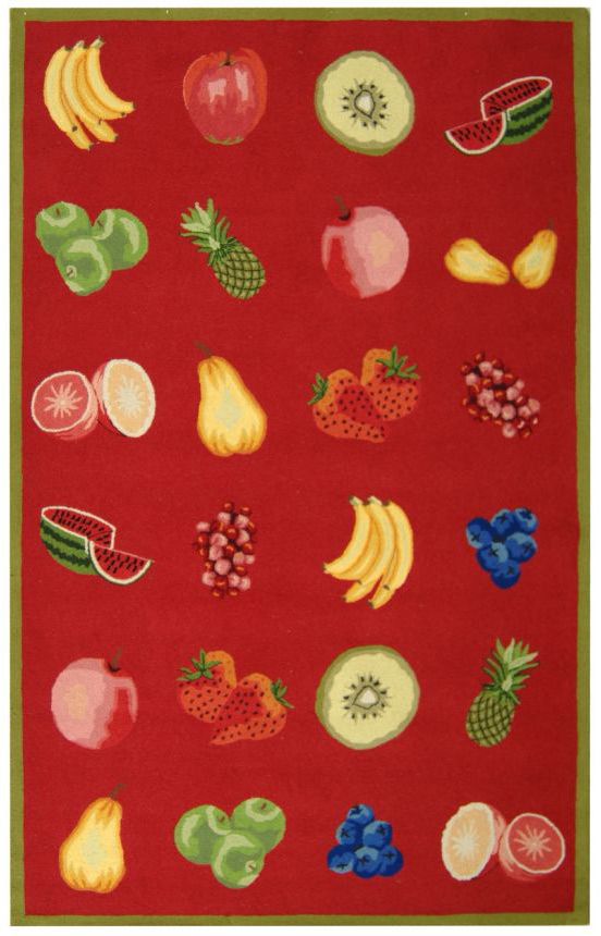  Rug Wool Handmade Runner Carpet Red 2 6 x 12 Kitchen Fruit