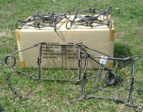 12 Duke 220 Body Gripping Traps Raccoon Otter Bobcat Fox Coyote Traps