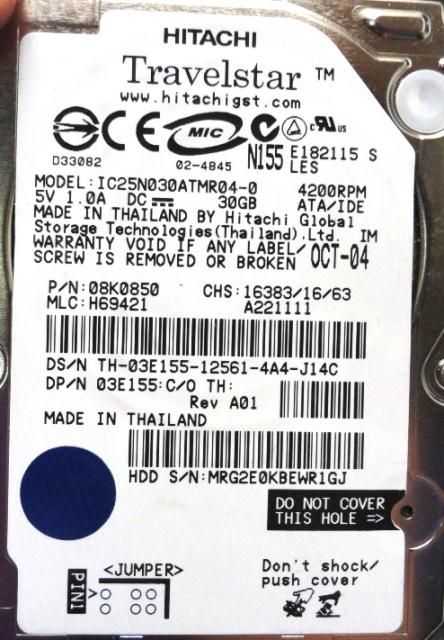 7x Various Manufacturers MHT2030AT IC25N020ATMR04 Laptop HDDs 20GB