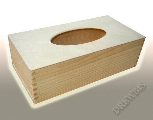 Large Plain Wood Wooden Tissue Box for Craft Decoupage