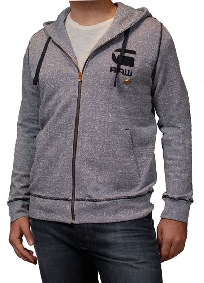 star raw correct line hooded sweatshirt gray stripe